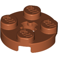 Lego Plate Round 2 x 2 with Axle Hole Type 1 (+ Opening) / Dark Orange