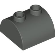 Lego Brick Curved 2 x 2, Two Top Studs / Dark Gray