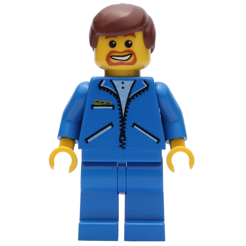 Lego Blue Vest, Blue Legs, Reddish Brown Hair, Beard