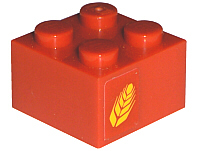 Lego Brick 2 x 2 with Wheat Spike Pattern on Both Sides (Stickers) - Set 7634