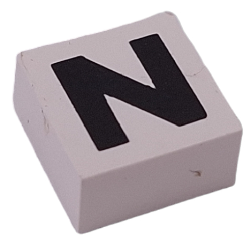 Lego Modulex Tile 2 x 2 with Black 'N' Print, Black Internal Lining, White Dot / Modulex White