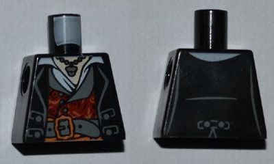 Lego Torso PotC Topcoat with Red and Gold Vest and Dark Bluish Gray Belt Pattern / Black