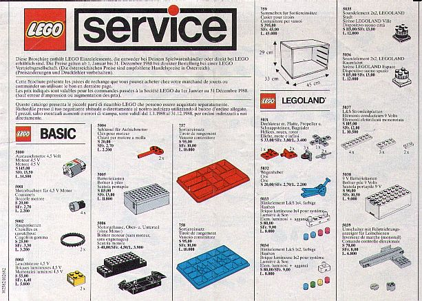 Lego 1988 Medium Service Packs D/A/CH/I (102582/102682)