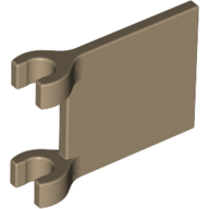 Lego Flag 2 x 2 Square, Flat Clip Edge [Thick Clips] / Dark Tan