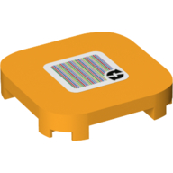 Lego Tile Round Corners 4 x 4 x 2/3 with Two Circle Arrows and Barcode Print (Sticker) / Bright Light Orange