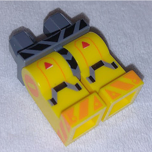 Lego Hips and Yellow Legs with Orange Warning Stripes, Hinges print