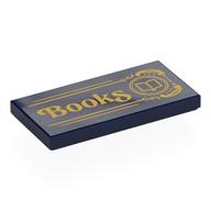 Lego Tile 2 x 4 with Gold Sign, Book, 'Books' Print