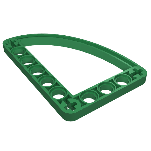 Lego Technic Beam 5 x 7 L-Shape with Quarter Ellipse Thin / Green