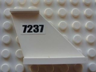 Lego Tail 4 x 1 x 3 with Black '7237' Pattern on Both Sides (Stickers) - Set 7237 / White
