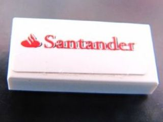Lego Tile 1 x 2 with Santander Logo Pattern (Sticker) - Set 30190