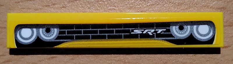 Lego Tile 1 x 6 with Black Car Grille, White and Silver Headlights, 'SRT' Pattern (Sticker) - Set 75893