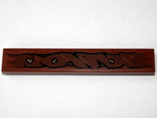 Lego Tile 1 x 6 with Wooden Branch and 3 Screws Pattern Type 2 (Sticker) - Set 79010 / Reddish Brown