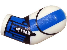 Lego Arm, Left with Armor Panels, Blue Stripe and Gauntlet with Rocket Launcher with Silver Rocket Pattern