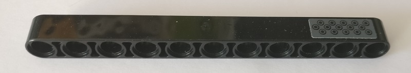 Lego Technic, Liftarm Thick 1 x 11 with Small Black Circles Tread Plate Pattern (Sticker) - Set 42082 / Black