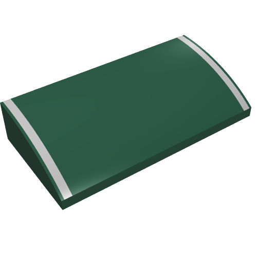 Lego Brick Curved 2 x 4 x 2/3 No Studs with 2 Gold Stripes Print
