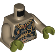 Lego Torso Elaborate Golden Geonosian Armor Print, Dark Tan Arms, Olive Green Hands / Dark Tan