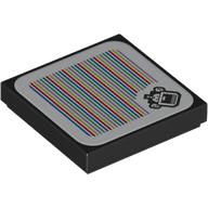 Lego Tile 2 x 2 with Cheep Chomp and Barcode Print (Sticker) / Black
