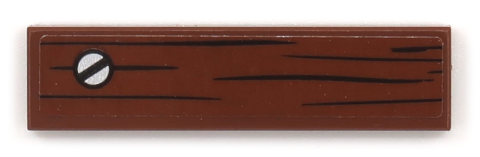 Lego Tile 1 x 4 with Wood Grain and Silver Slotted Screw Pattern (Sticker) - Set 70655 / Reddish Brown