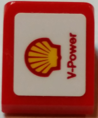 Lego Slope 30 1 x 1 x 2/3 with Shell Logo and 'V-Power' Pattern Model Right Side (Sticker) - Set 75913 / Red