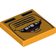 Lego Tile 2 x 2 with Smile with broken teeth Print / Bright Light Orange