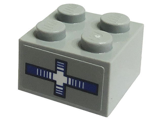 Lego Brick 2 x 2 with Blue and White Cross / Droid Scanner Pattern (Sticker) - Set 75290