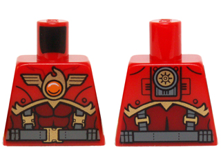 Lego Torso Vest with Belt, Suspenders and Fire Chi Emblem Pattern / Red