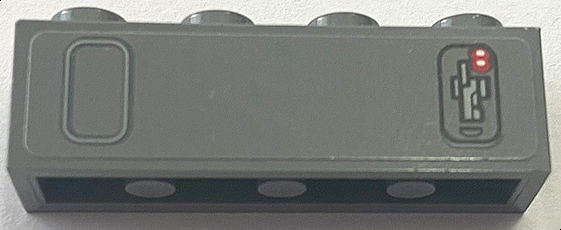 Lego Brick 1 x 4 with Light Bluish Gray Box and Control Panel with Red and White Dots on Dark Bluish Gray Background Pattern (Sticker) - Set 75103