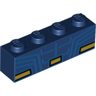 Lego Brick 1 x 4 with Superman Abs, Belt Print / Dark Blue