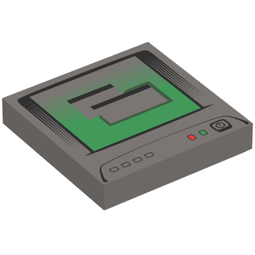 Lego Tile 2 x 2 with Computer Monitor, White Power Switch Icon Print