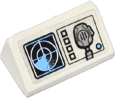 Lego Slope 30 1 x 2 x 2/3 with Radar Screen, 4 Square Buttons, Medium Blue Circle and Radio Pattern (Sticker) - Set 60036