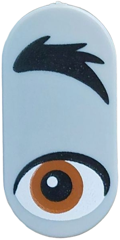 Lego Tile, Round 1 x 2 Oval with Black Eyebrow, Dark Orange Eye Pattern Model Left Side (Donkey)