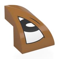Lego Brick Curved Double 2 x 2 x 1 2/3 Corner with White Eye, Black Pupil, Right Print