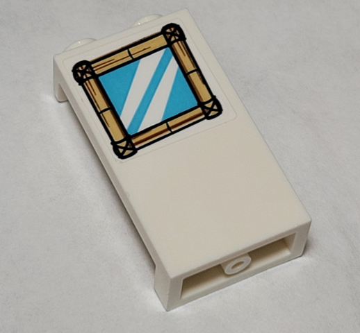 Lego Panel 1 x 2 x 3 with Side Supports - Hollow Studs with Window with Bamboo Frame Pattern on Outside (Sticker) - Set 41374 / White