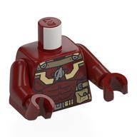Lego Torso with Print, Dark Red Arms and Hands / Dark Red