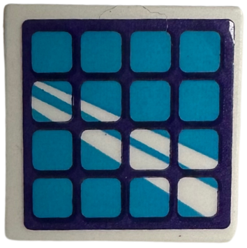 Lego Road Sign 2 x 2 Square with Open O Clip with Dark Blue and Medium Azure Solar Panels with White Reflections Pattern (Sticker) - Set 41718 / White
