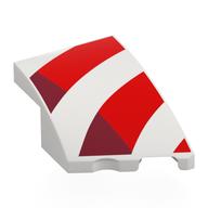 Lego Brick Wedged, Curved 3 x 2 with Stud Notch Right with Red/Dark Red Waving Flag Stripes Print