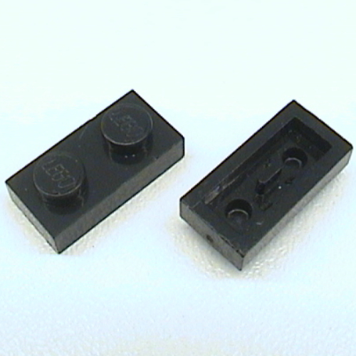 Lego Plate 1 x 2 [Old Style Bottom] / Black