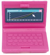 Lego Minifigure, Utensil Computer Laptop with Graph and Mouse Cursor on Dark Blue Screen Pattern (Sticker) - Set 41682 / Magenta