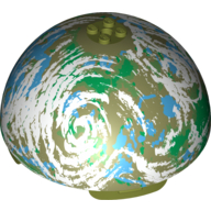 Lego Dome Hemisphere 11 x 11 with 2 x 2 Studs on Top and Endor Blue / Green / Olive / White Planet Print [9679]