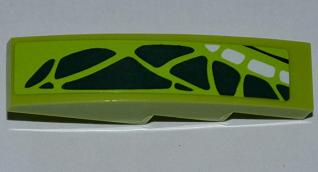 Lego Slope, Curved 4 x 1 with Dark Green and White Scales Pattern Model Right (Sticker) - Set 9445 / Lime
