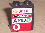 Lego Panel 1 x 2 x 2 - Hollow Studs with Shell, Bridgestone, AMD and Vodafone Logo on Left Pattern (Sticker) - Sets 8362 / 8375 / 8654