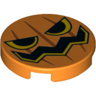 Lego Tile Round 2 x 2 with Pumpkin Face Print / Orange