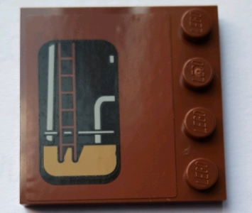 Lego Tile, Modified 4 x 4 with Studs on Edge with Window with Pipes and Ladder Pattern Model Left Side (Sticker) - Set 75059