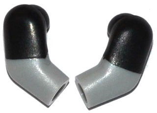 Lego Arm, (Matching Left and Right) Pair with Molded Black Short Sleeves  Pattern / Light Bluish Gray