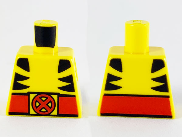 Lego Torso Shirt with Black Marks on Sides and Red Belt with X-Men Logo Buckle Pattern (Wolverine) / Yellow