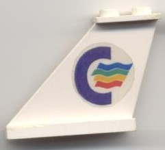 Lego Tail 4 x 1 x 3 with Color Line Logo Pattern Model Left Side (Sticker) - Set 1955 / White
