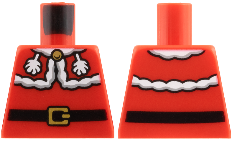 Lego Torso Dress with White Fur Trim, Collar, and Tassels, Black Belt with Gold Buckle Pattern / Red