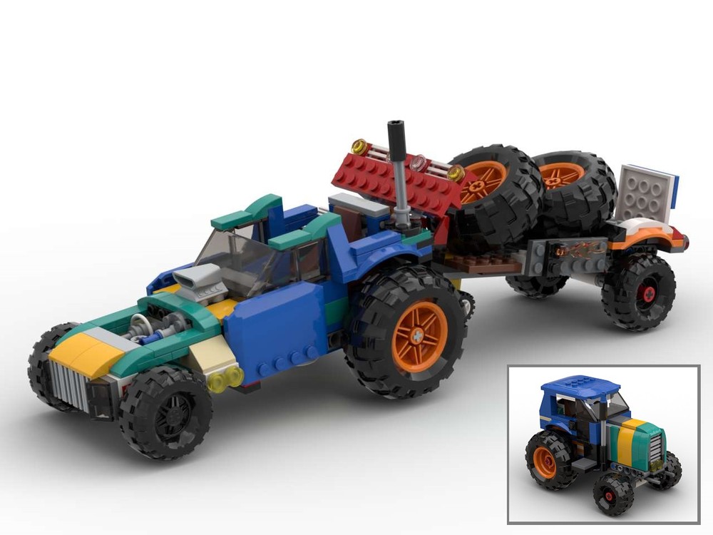 Lego Hot rod with trailer