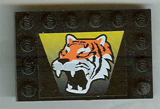 Lego Tile, Modified 4 x 6 with Studs on Edges with Tiger Pattern (Sticker) - Set 6616