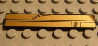 Lego Tile 1 x 6 with Gold Panel Pattern (Sticker) - Set 8007